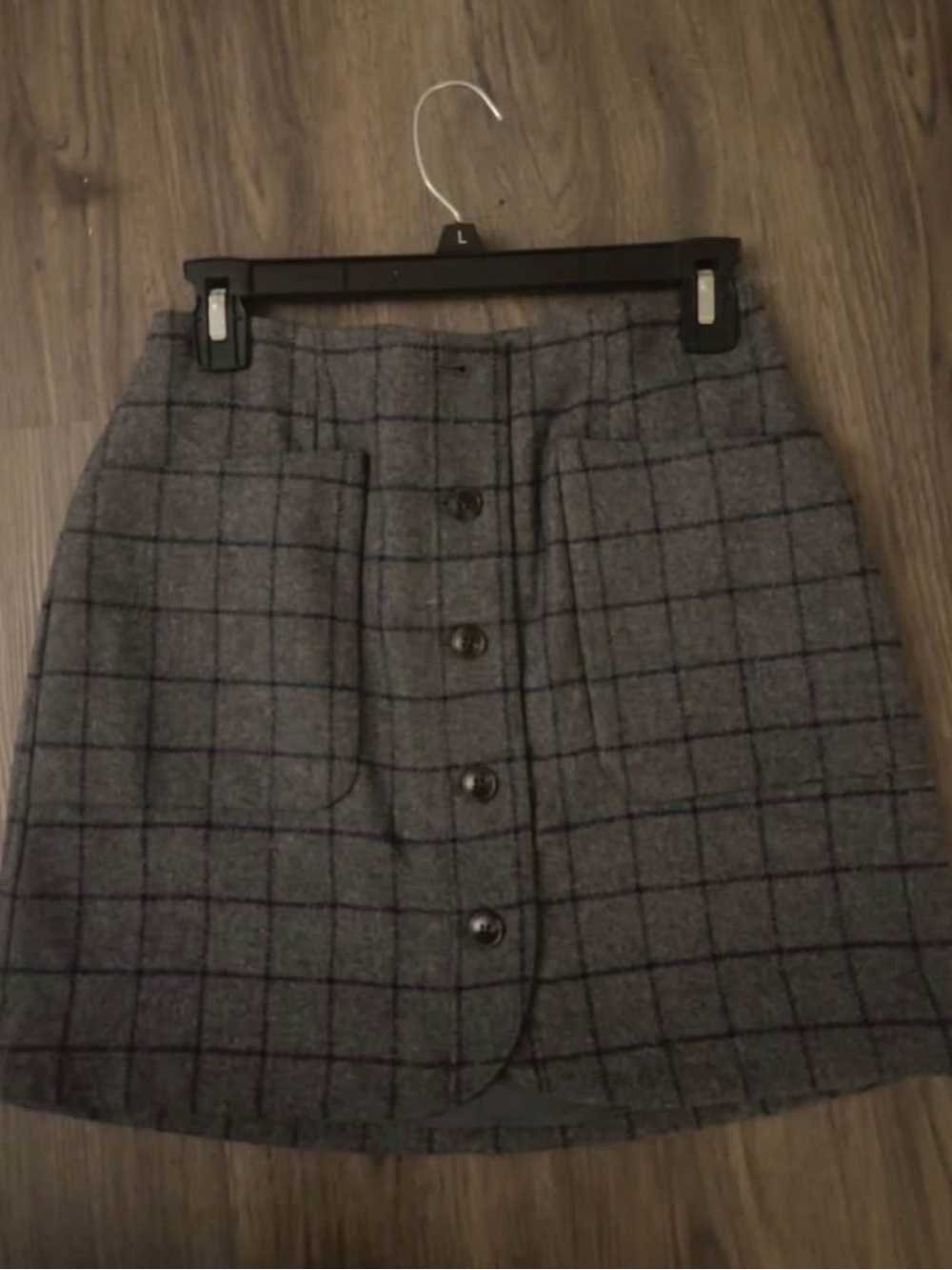 Never Worn Madewell Gray Plaid Button-Front Mini Skirt